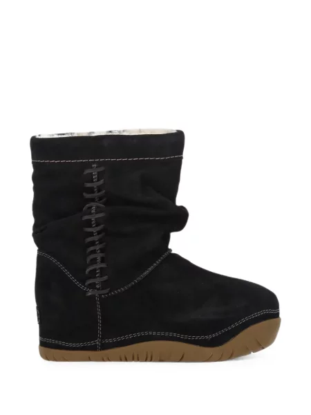 Botine Ugg cu șireturi din piele de căprioară negru