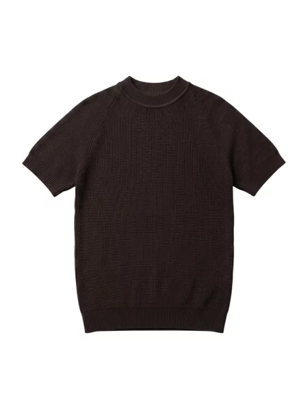 Kleidermafia Tričko Slim Fit Knit T-shirt Dark Brown tmavohnedá hnedá
