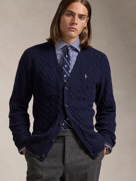 Вълнена жилетка Polo Ralph Lauren синьо