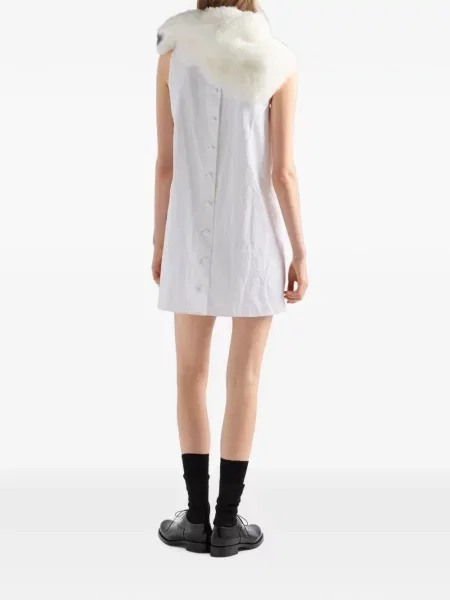 Rochie mini Prada cu broderie alb