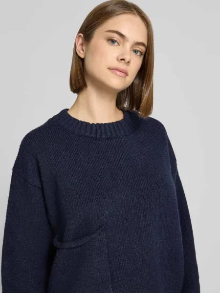 Sweter z dzianiny z naszytą kieszenią model FRANKIE' Topshop granatowy