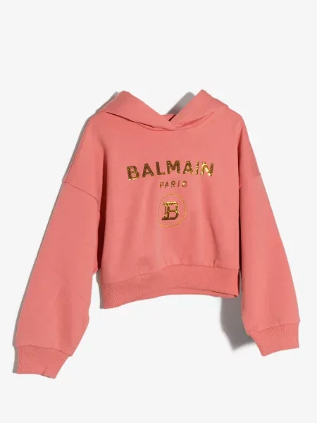 Bluza z kapturem dziecięca Balmain różowa