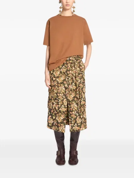 Fustă Dries Van Noten cu model floral maro