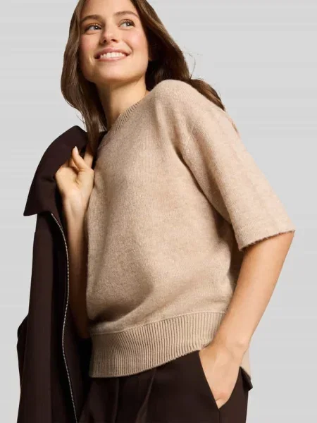 Sweter o kroju regular fit z domieszką bawełny Tom Tailor beżowy