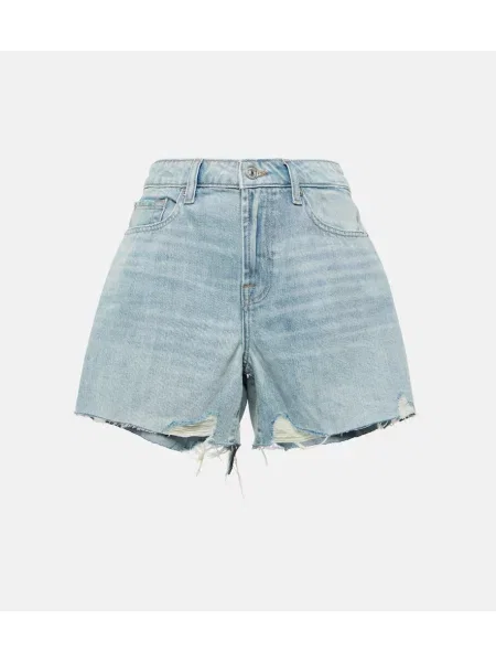 Pantaloni scurți din denim 7 For All Mankind cu talie înaltă albastru