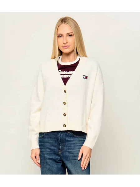 Tommy Jeans Cardigan | Relaxed fit cu adaos de lână bej