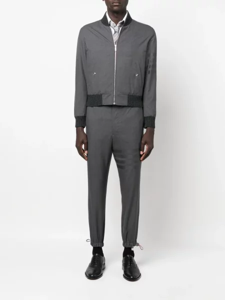 Vilnonė dryžuota bomber striukė Thom Browne pilka
