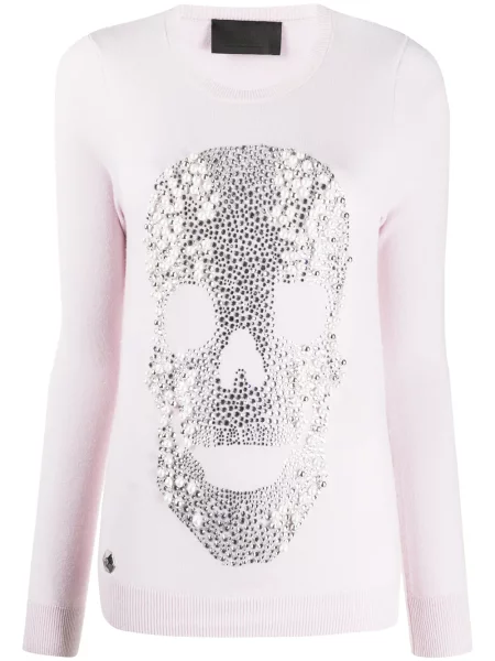 Pulover Philipp Plein cu perle roz