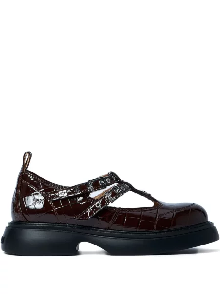 Pantofi loafer Ganni cu cataramă maro