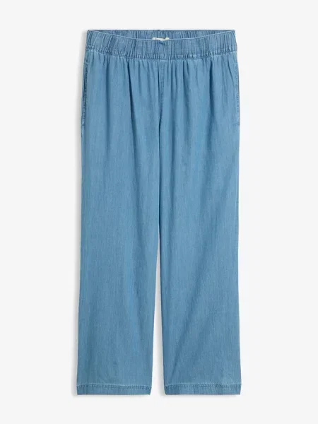 Jeansy wide leg wysoki stan krótsza nogawka niebieskie