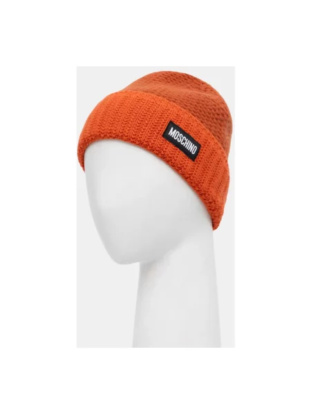 Moschino czapka z wełną pomarańczowa