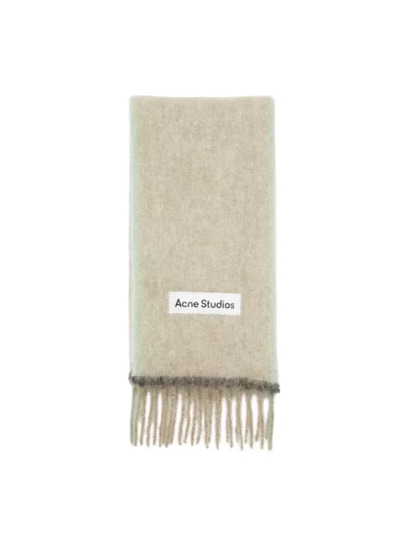 Szal Acne Studios z frędzli wełniana beżowa
