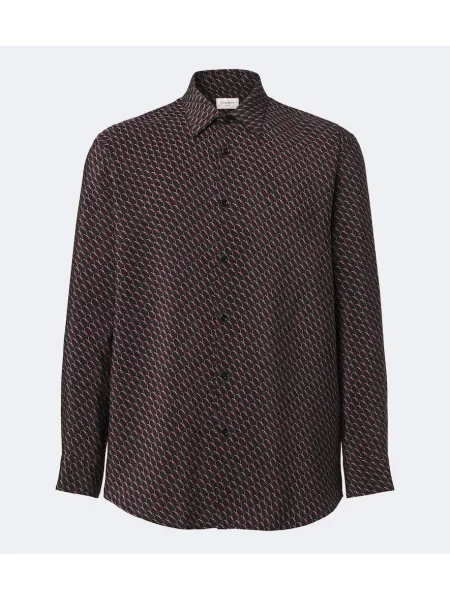 Cămașă Saint Laurent de mătase cu imagine negru