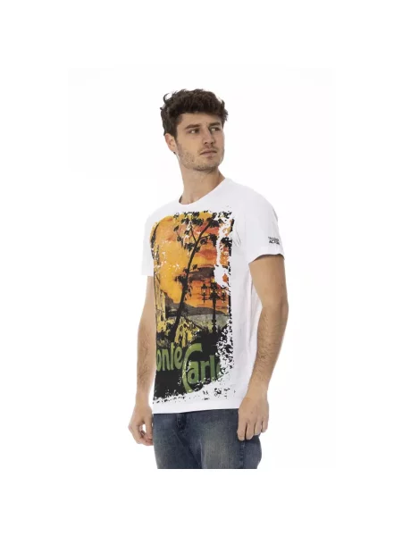 Koszulka Trussardi z krótkim rękawem z okrągłym dekoltem casual biała