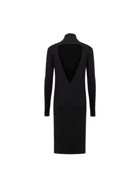 Sukienka midi Bottega Veneta wełniana czarna