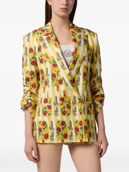 Sacou Philipp Plein cu două rânduri de nasturi galben