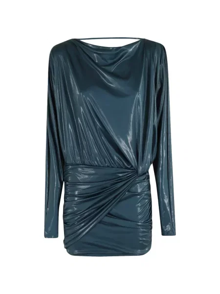 Rochie maxi The Andamane drapată lungă de costum albastru