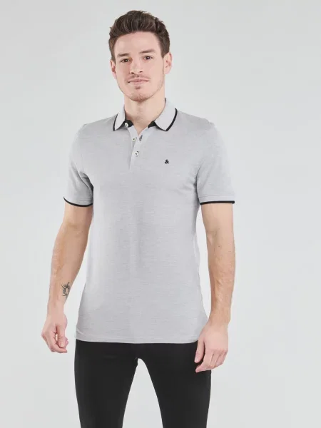 JACK & JONES Póló Paulos világosszürke / fekete szürke