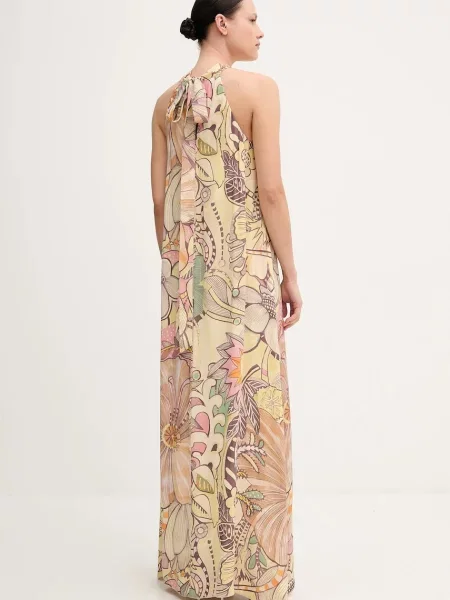 Sandro Ferrone sukienka maxi rozkloszowana beżowy