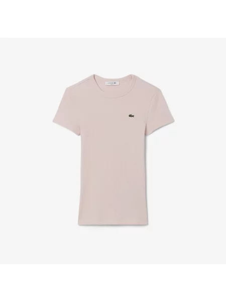 Lacoste Koszulka O Dopasowanym Kroju Z Żebrowaniem różowa