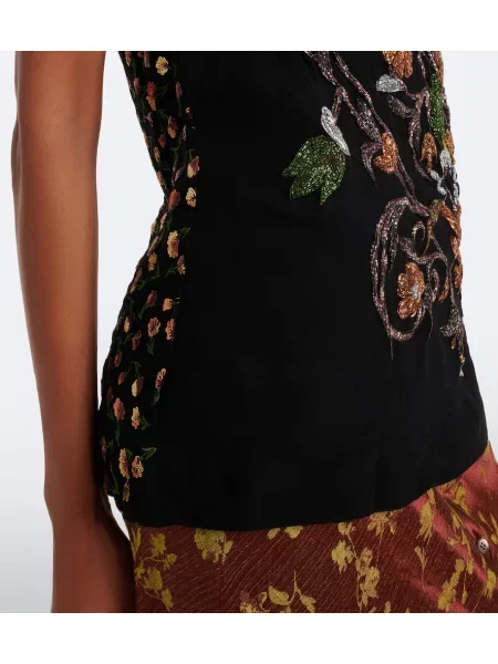 Top Dries Van Noten cu broderie negru