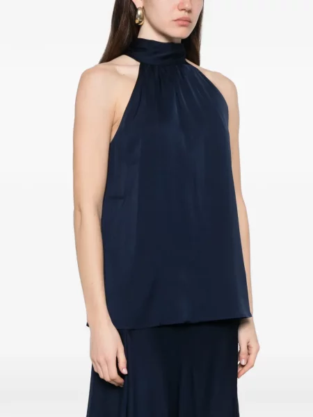 Bluzka Silk95five z dekoltem halter niebieska