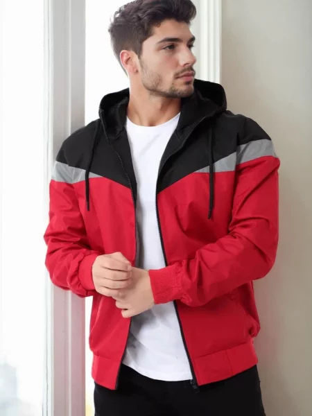 Palton Dewberry cu glugă roșu