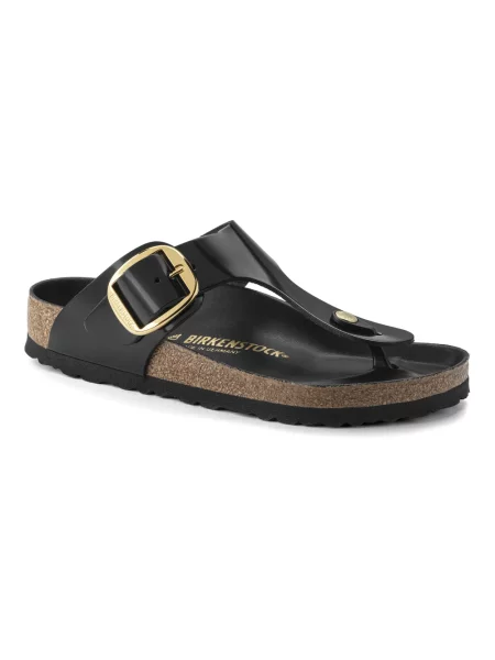 Klapki Birkenstock skórzane na sprzączkę czarne