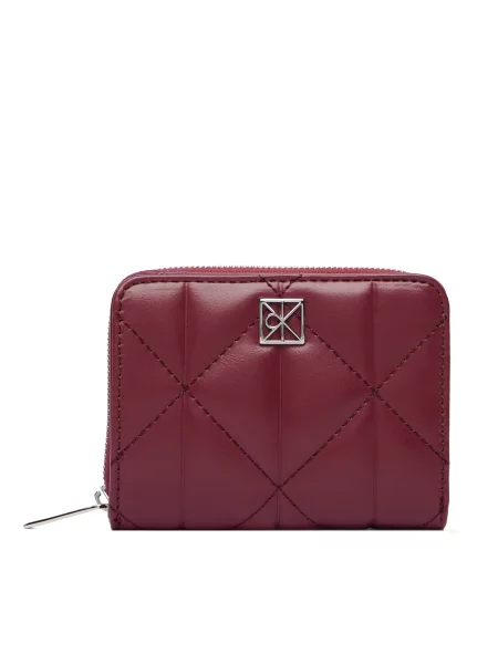 Peněženka Calvin Klein Quilted Flap Around Bordó růžová