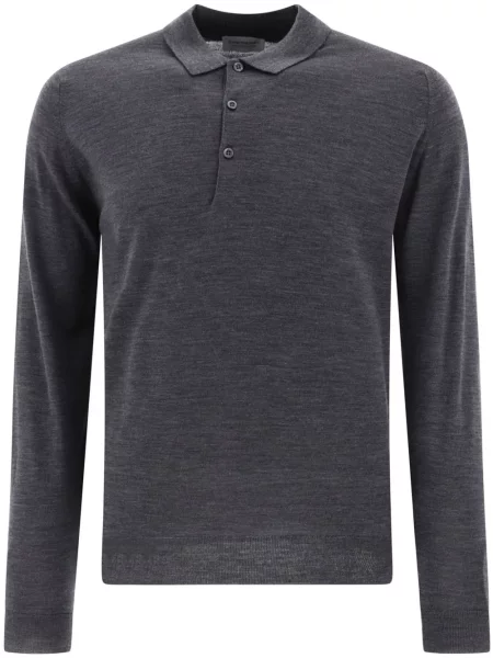 Tricou polo John Smedley de lână gri