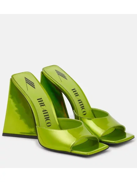 Papuci tip mules The Attico din piele verde