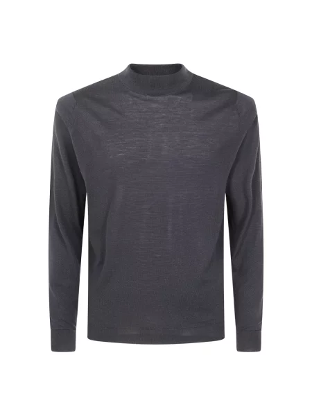 Lniany sweter z golfem John Smedley czarny