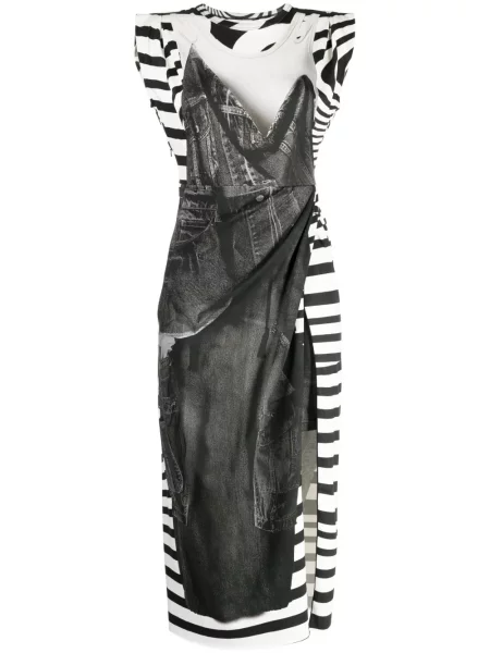 Rochie midi Jnby fără mâneci cu imagine până la genunchi negru