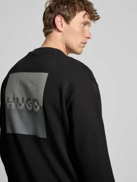 Bluza z nadrukiem z logo model ‘Split Hugo’ czarna