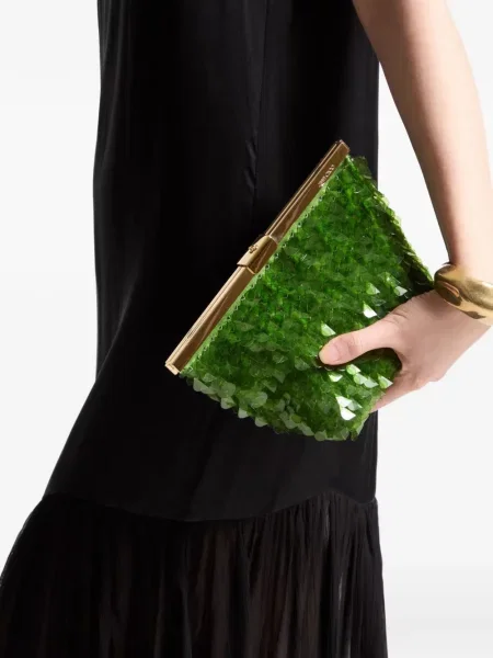 Geantă plic Jimmy Choo cu paiete verde