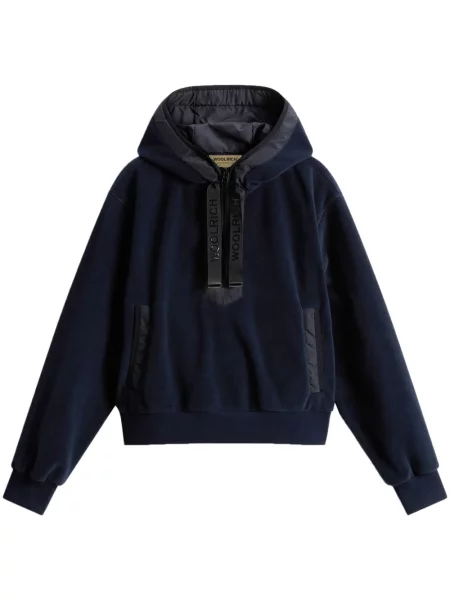 Hanorac cu glugă Woolrich din fleece albastru