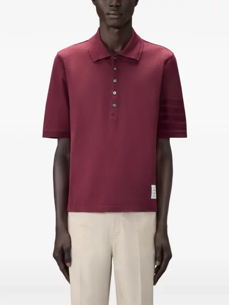Tricou polo Thom Browne din jerseu roșu