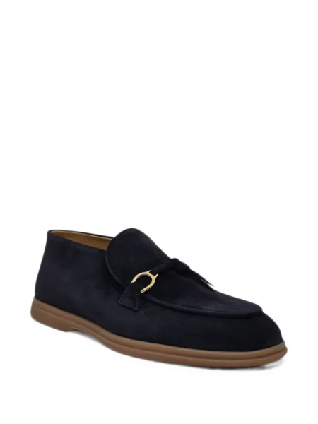 Pantofi loafer Henderson Baracco din piele de căprioară albastru