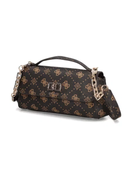 Crossbody kabelka Guess s autogramem hnědá
