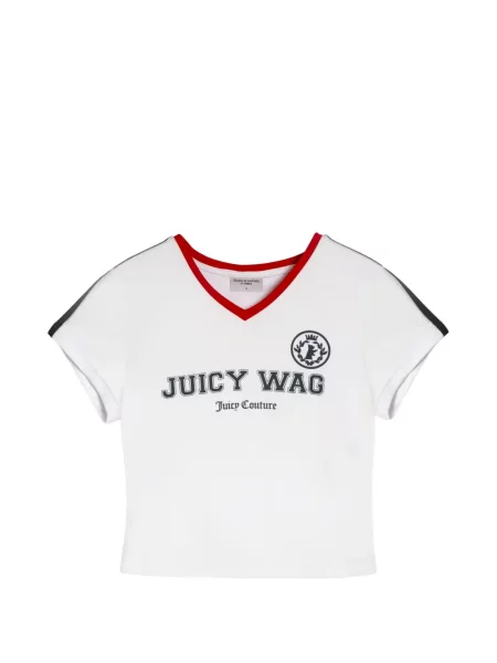 Tricou Juicy Couture cu imagine cu decolteu în V alb