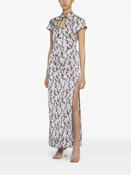Květinové maxi šaty Des Phemmes s potiskem modré