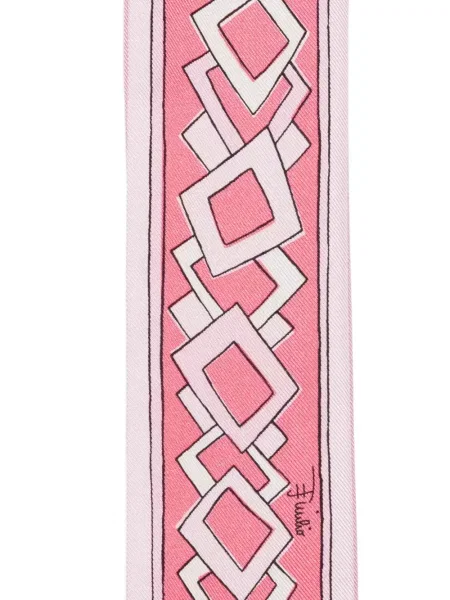 Fular Pucci de mătase cu imagine cu imprimeu geometric roz