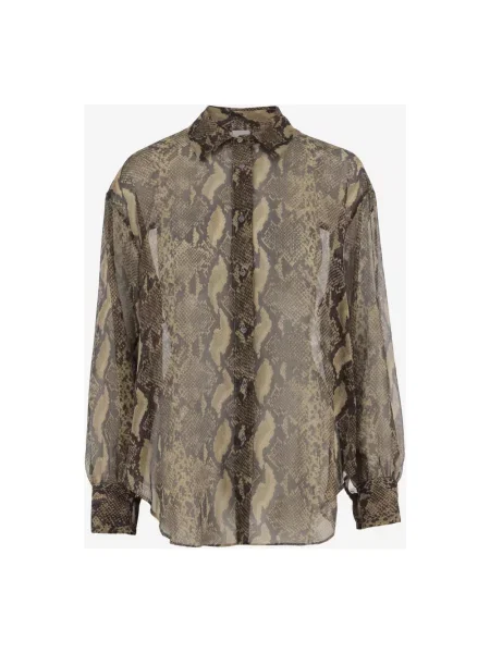 Jedwabna koszula Aspesi z nadrukiem z nadrukiem zwierzęcym czerwona