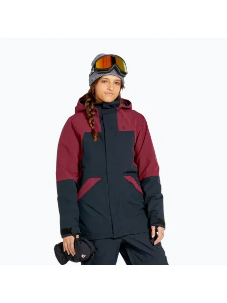 Női snowboard dzseki Volcom Shelter 3D Stretch bordó bordó. Méret: XS fekete