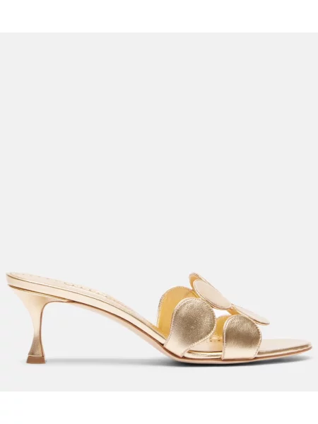 Papuci tip mules Manolo Blahnik din piele auriu