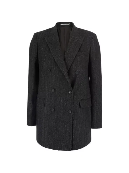 Geacă Tagliatore cu model herringbone cu două rânduri de nasturi gri