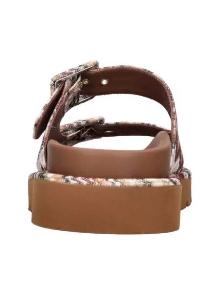 Klapki mules Missoni skórzane brązowe