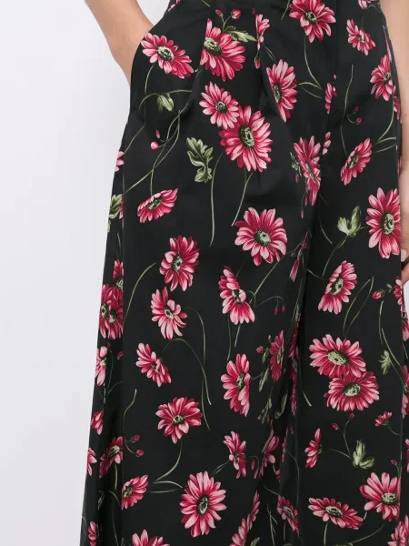 Pantaloni culottes Adam Lippes cu model floral cu imagine negru