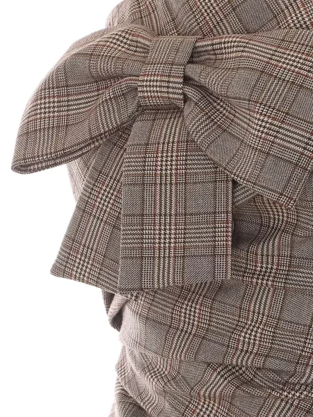 Rochie Aniye By cu funde în carouri maro