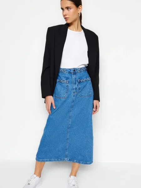 Fustă din denim Trendyol albastru